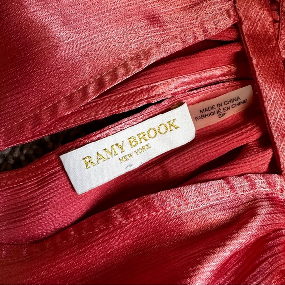 Ramy Brook Satin Pink Ruffle Halter Mini Dress Size Small - Picture 3 of 8